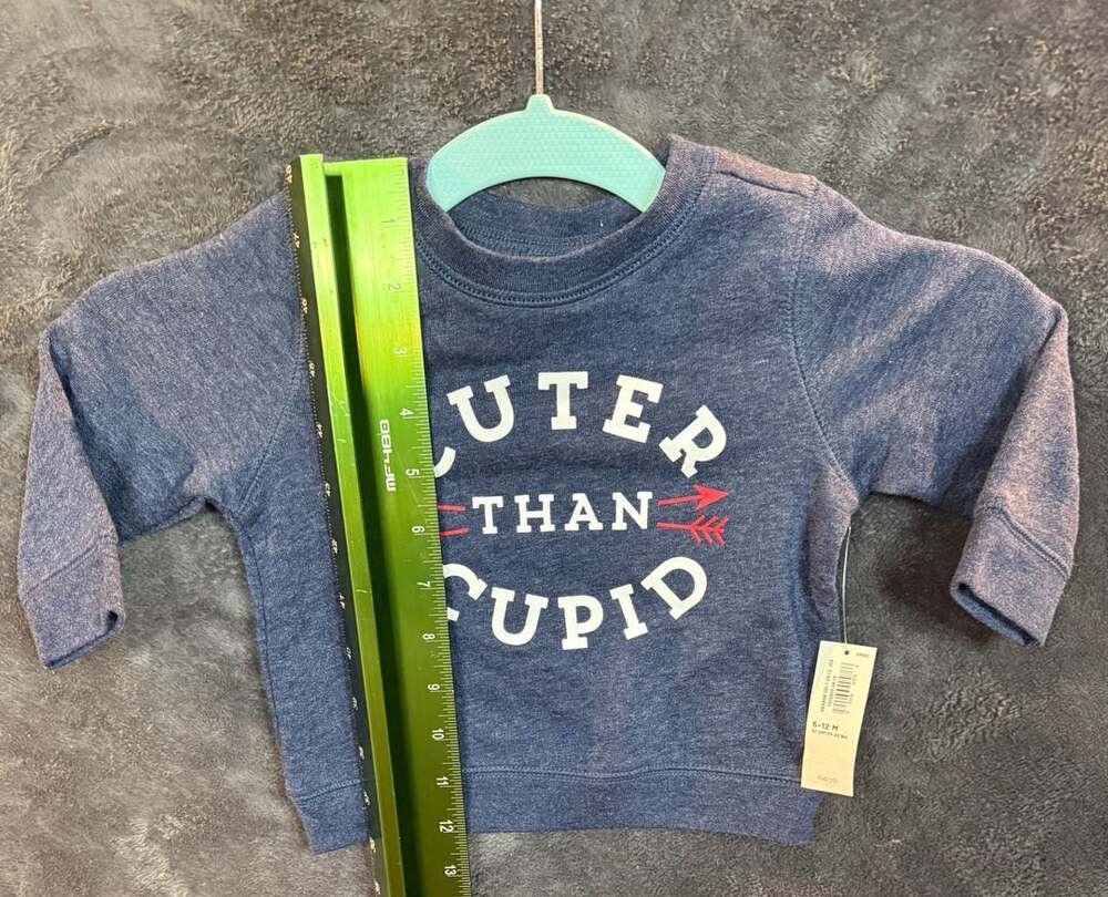 Old Navy Cuter Than Cupid Sweatshirt Size 6-12 M Blue Graphic